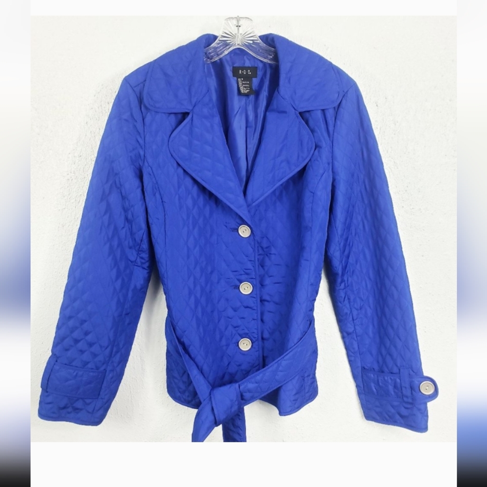 Blue Quilted Jacket Classic Soft Size Large